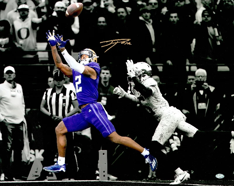 Custom Rugby Helmet For Alumni Matches-Ja'Lynn Polk Autographed 16x20 Photo Washington Huskies vs. Oregon Spotlight MCS Holo