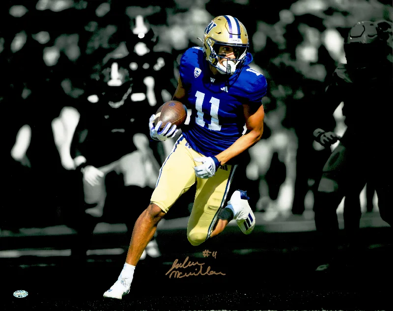 Personalized Rugby Helmet For Safety Gear-Jalen McMillan Autographed 16x20 Photo Washington Huskies Spotlight MCS Holo