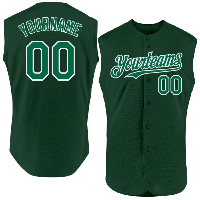 Custom Baseball Jersey For Special Occasions-Custom Green Kelly Green-White Authentic Sleeveless Baseball Jersey