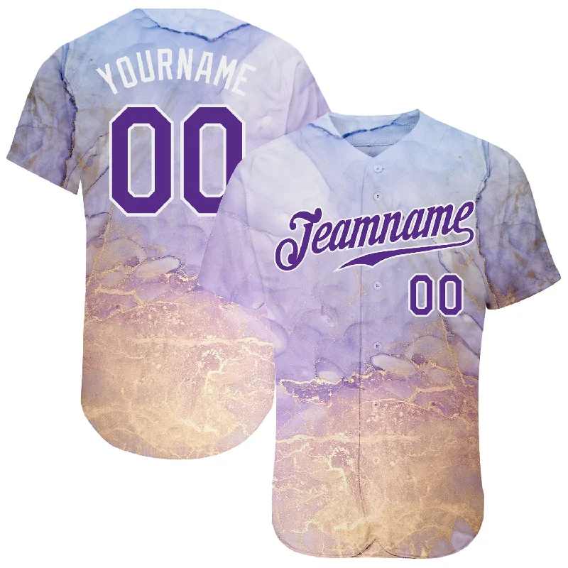 Custom Baseball Jersey For Sports & Team Loyalty-Custom Tie Dye Purple-White 3D Authentic Baseball Jersey