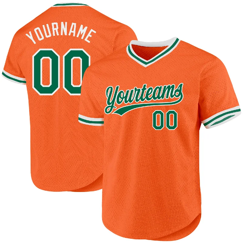 Personalized Baseball Jersey For Volunteer Teams-Custom Orange Kelly Green-White Authentic Throwback Baseball Jersey