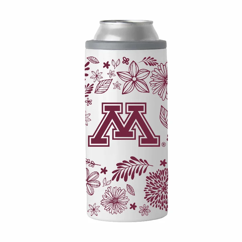 Custom Team Mug For College Teams-Minnesota 12oz Botanical Slim Can Coolie