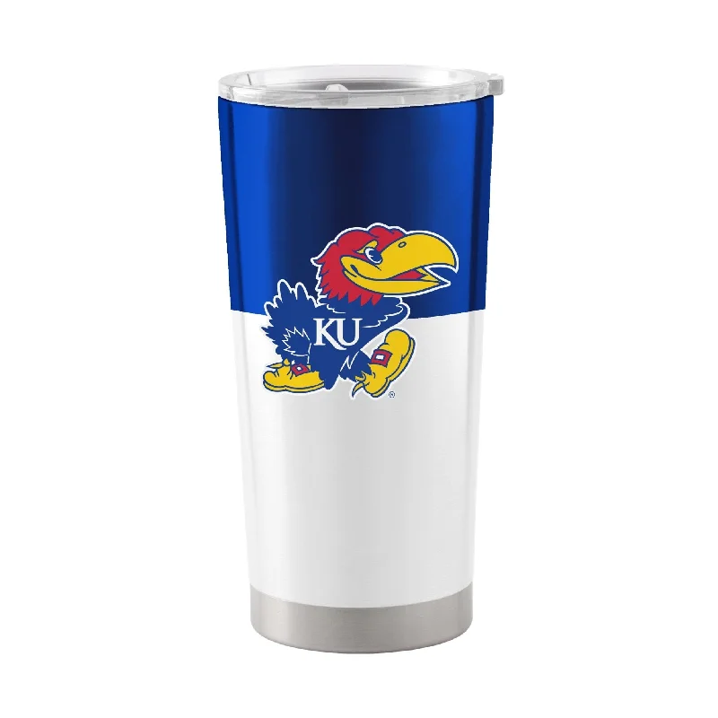 Personalized Team Mug For Tournament Gifts-Kansas Colorblock 20oz Stainless Tumbler