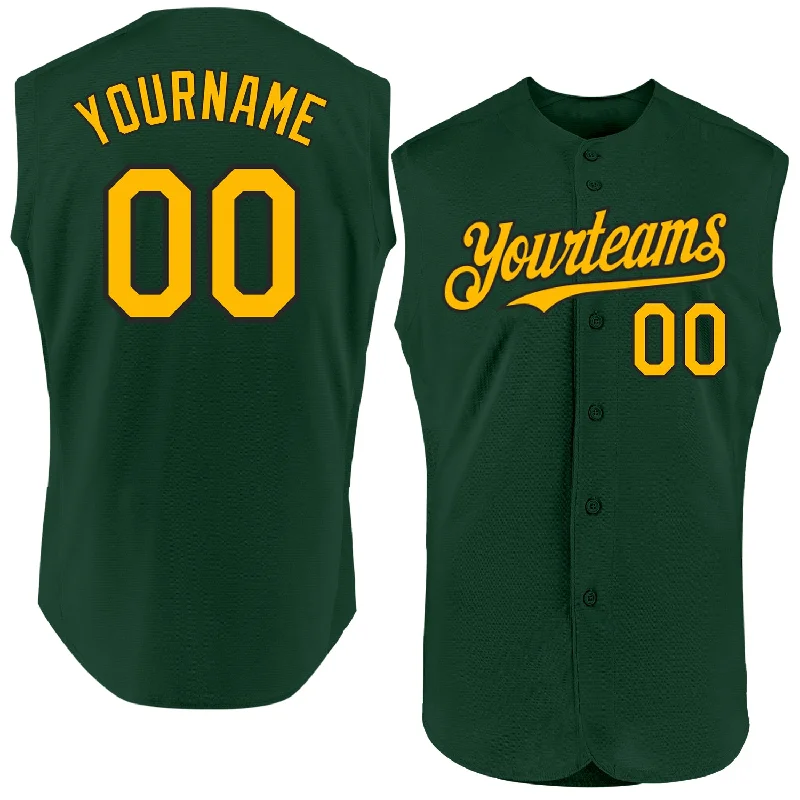 Personalized Baseball Jersey For Sponsors-Custom Green Gold-Black Authentic Sleeveless Baseball Jersey