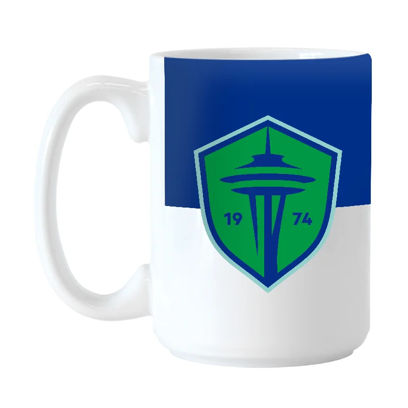 Custom Team Mug For Player Gifts-Seattle Sounders 15oz Colorblock Sublimated Mug