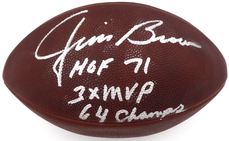 Custom Rugby Helmet For Safety Compliance-Jim Brown Autographed NFL Leather Football Cleveland Browns "HOF 71, 3X MVP, 64 Champs" PSA/DNA #AA97299