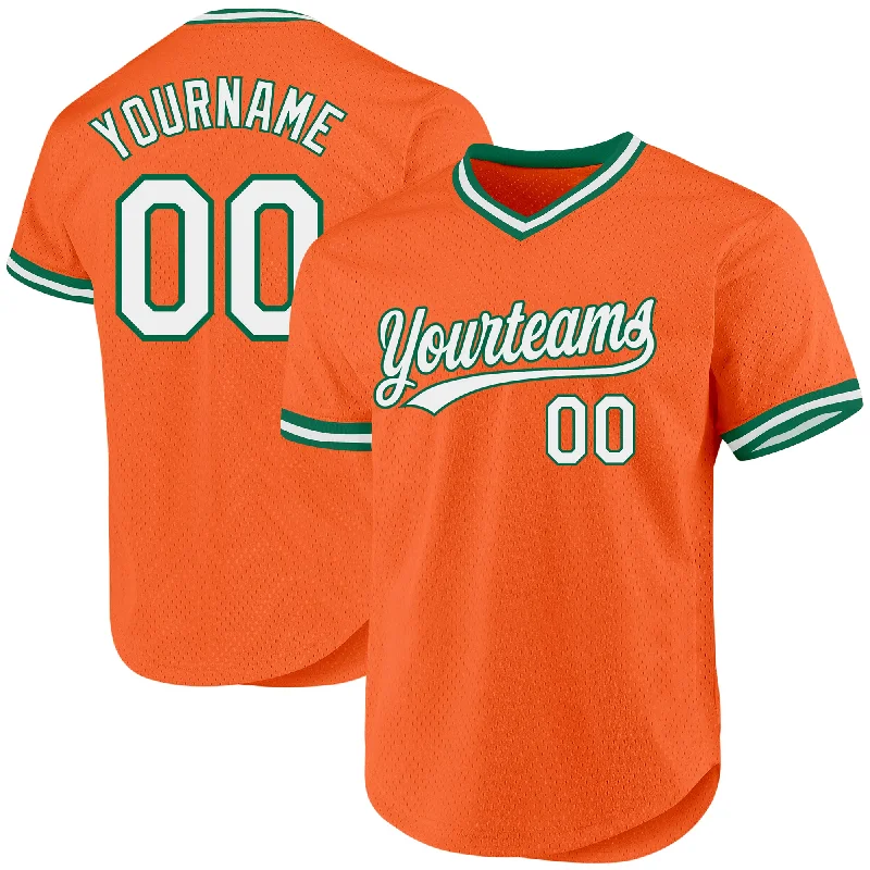 Personalized Baseball Jersey For Group Orders-Custom Orange White-Kelly Green Authentic Throwback Baseball Jersey