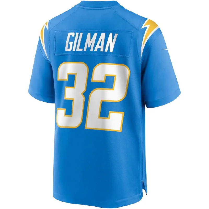 Rugby Jersey For Tournaments & Leagues-LA.Chargers #32 Alohi Gilman Powder Blue Game Jersey Stitched American Football Jerseys