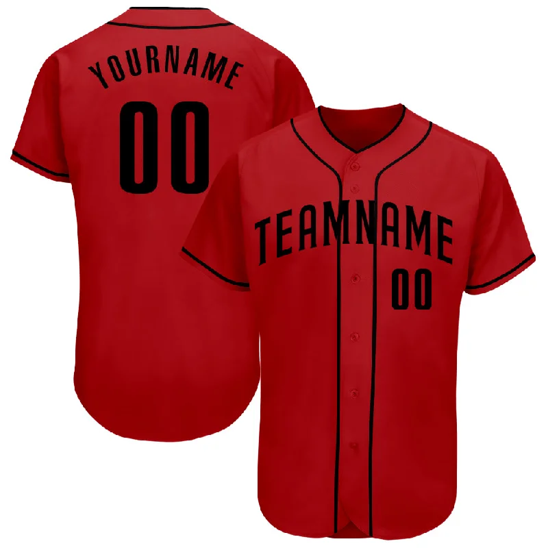 Baseball Jersey With Custom Team Player Designs-Custom Red Black Authentic Baseball Jersey