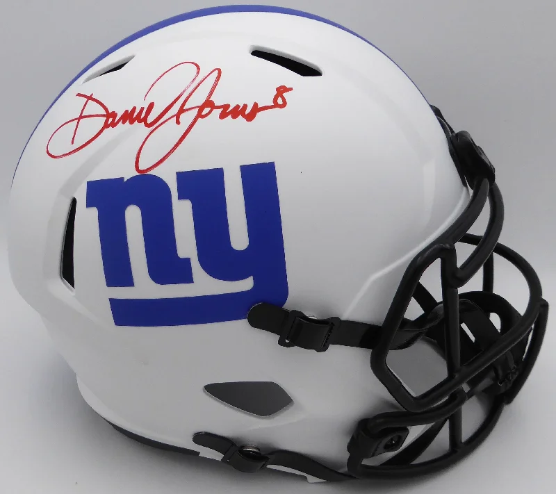 Personalized Rugby Helmet For Group Customization-Daniel Jones Autographed New York Giants Alternate White Full Size Speed Replica Helmet New York Giants Beckett BAS QR #W045132