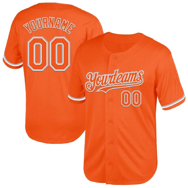 Personalized Baseball Jersey For High School Rivalries-Custom Orange White-Gray Mesh Authentic Throwback Baseball Jersey