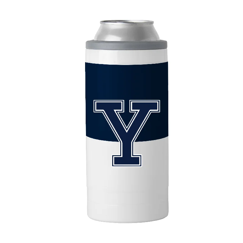 Personalized Team Mug For Local Recognition & Support-Yale 12oz Colorblock Slim Can Coolie