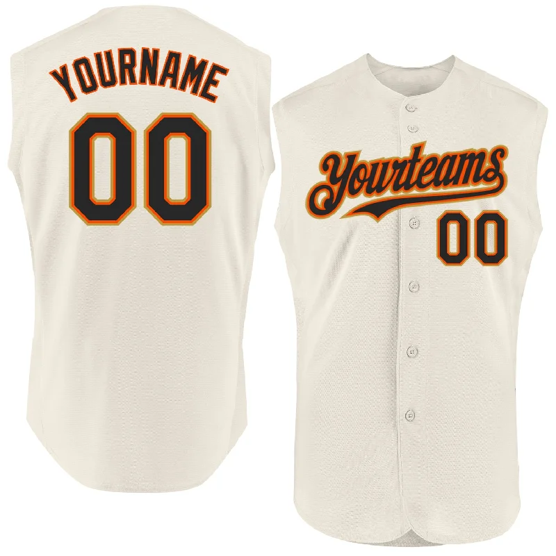 Personalized Baseball Jersey For Fan Support-Custom Cream Black Orange-Old Gold Authentic Sleeveless Baseball Jersey