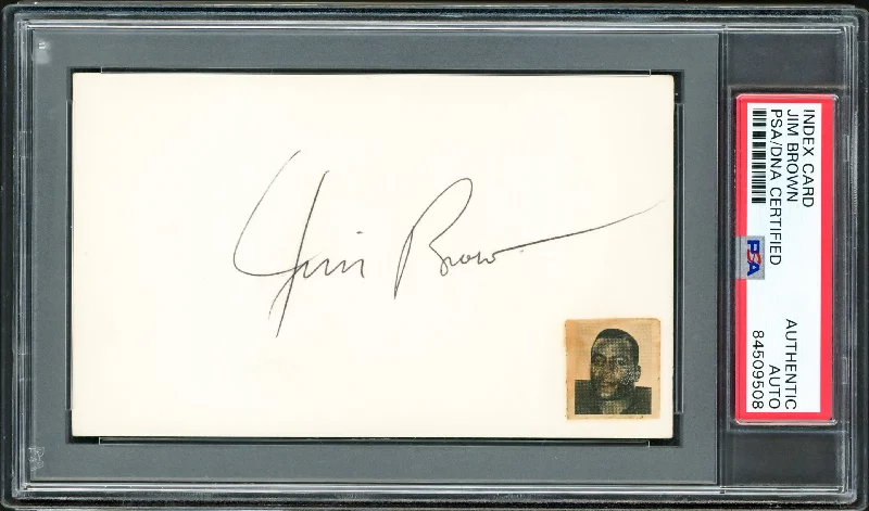 Custom Rugby Helmet For Team Support-Jim Brown Autographed 3x5 Index Card Cleveland Browns PSA/DNA #84509508