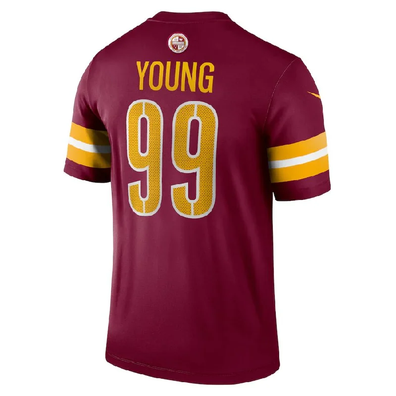 Personalized Rugby Jersey For Team Traditions-W.Commanders #99 Chase Young Burgundy Legend Jersey Stitched American Football Jerseys