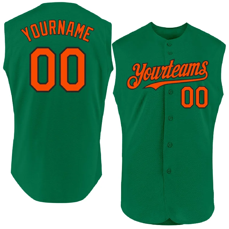 Personalized Baseball Jersey For School Awards-Custom Kelly Green Orange-Black Authentic Sleeveless Baseball Jersey