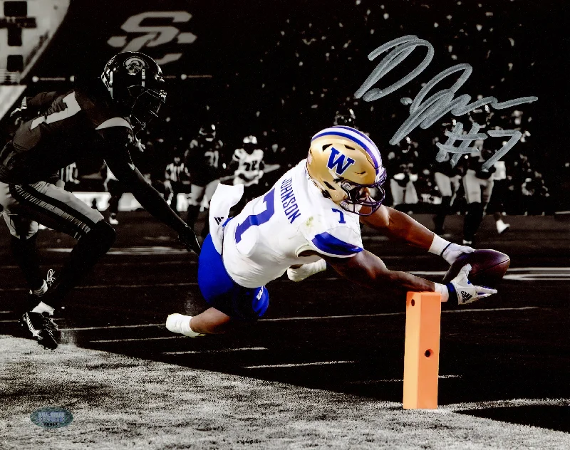 Custom Rugby Helmet With Adjustable Straps-Dillon Johnson Autographed 8x10 Photo Washington Huskies vs. USC Spotlight MCS Holo