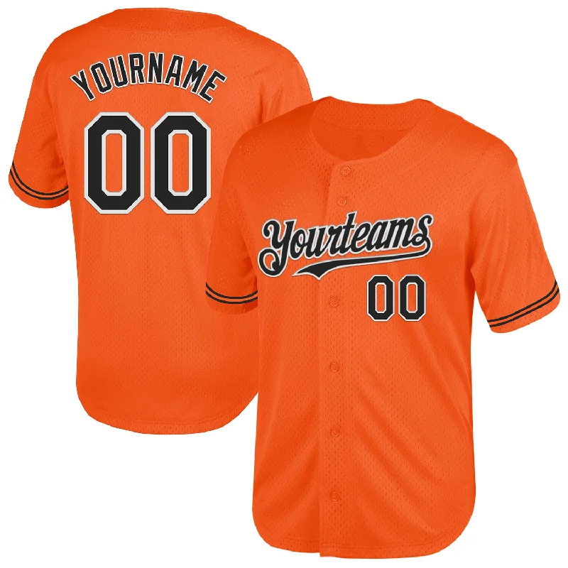 Personalized Baseball Jersey For Event Winners-Custom Orange Black-White Mesh Authentic Throwback Baseball Jersey