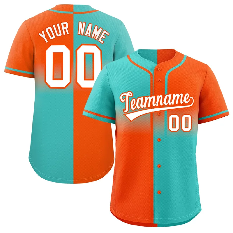 Baseball Jersey For Event-Based Customization-Custom Orange Bright Green Personalized Symmetrical Gradient Design Authentic Baseball Jersey