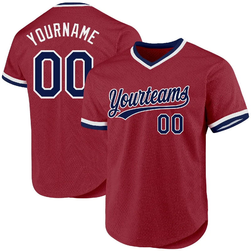 Custom Baseball Jersey-Custom Maroon Navy-White Authentic Throwback Baseball Jersey