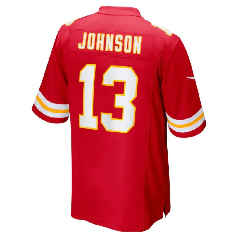 Custom Rugby Jersey With Sponsor Logos-KC.Chiefs #13 Nazeeh Johnson Red Game Player Jersey Stitched American Football Jerseys