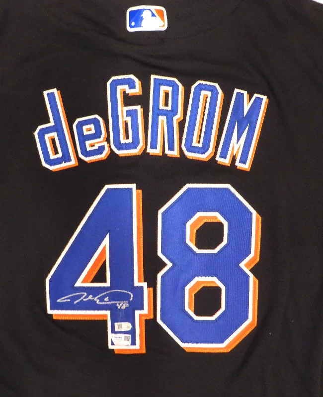 Personalized Rugby Helmet For League Play-New York Mets Jacob deGrom Autographed Black Nike Authentic Jersey Size 44 Fanatics Holo #XP14006402