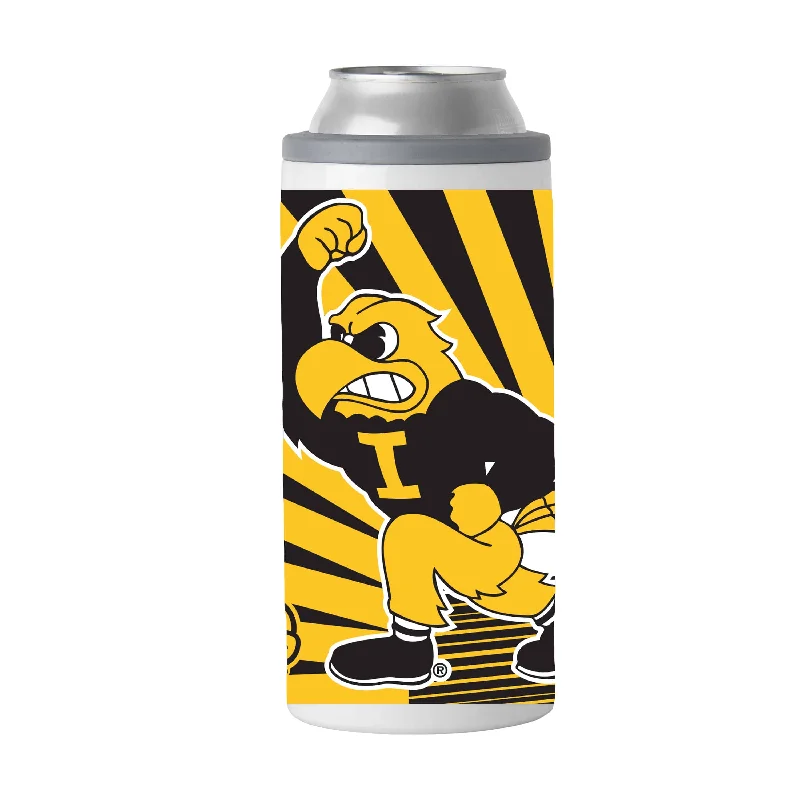 Team Mug With Personalized Artwork-Iowa 12oz Mascot Slim Can Coolie