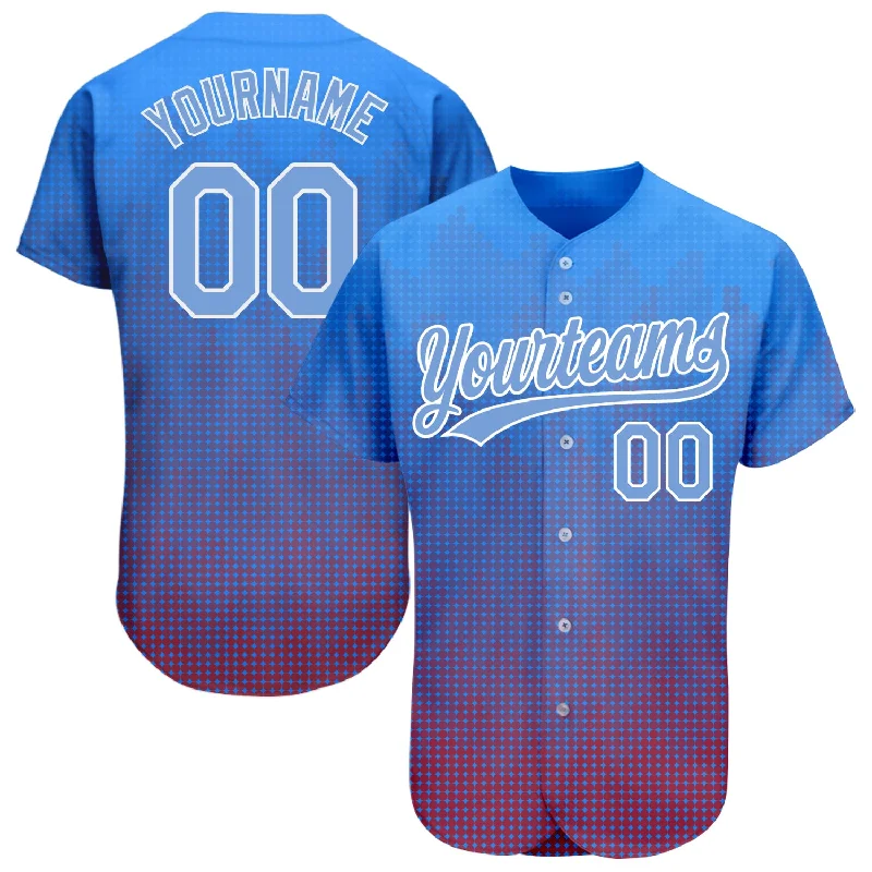 Personalized Baseball Jersey For Custom Team Wear-Custom Royal Light Blue-Red 3D Pattern Design Authentic Baseball Jersey