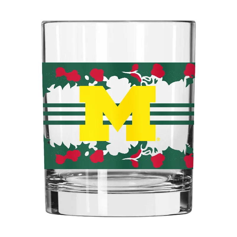 Team Mug For Championship Teams-Michigan 14oz Holiday Rocks Glass