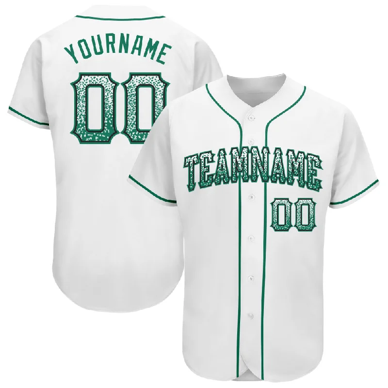 Baseball Jersey With Team Name & Slogan-Custom White Kelly Green-Black Authentic Drift Fashion Baseball Jersey