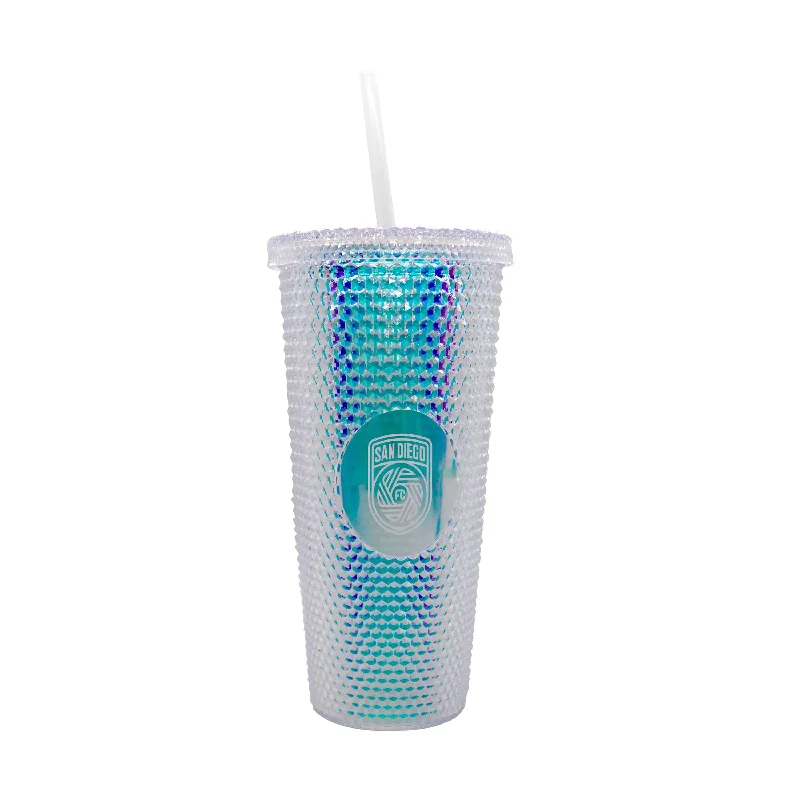 Custom Team Mug For Community Teams-San Diego FC 24oz Iridescent Studded Tumbler