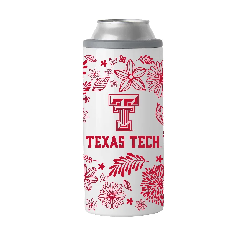 Personalized Team Mug For Gift Giving-Texas Tech 12oz Botanical Slim Can Coolie