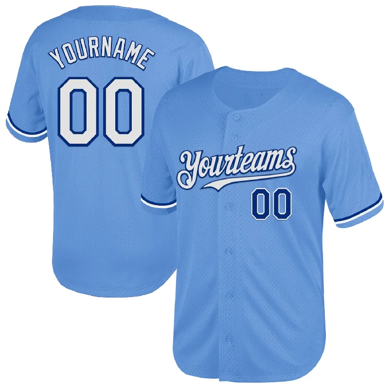 Baseball Jersey For Holiday-Themed Customization-Custom Light Blue White-Royal Mesh Authentic Throwback Baseball Jersey