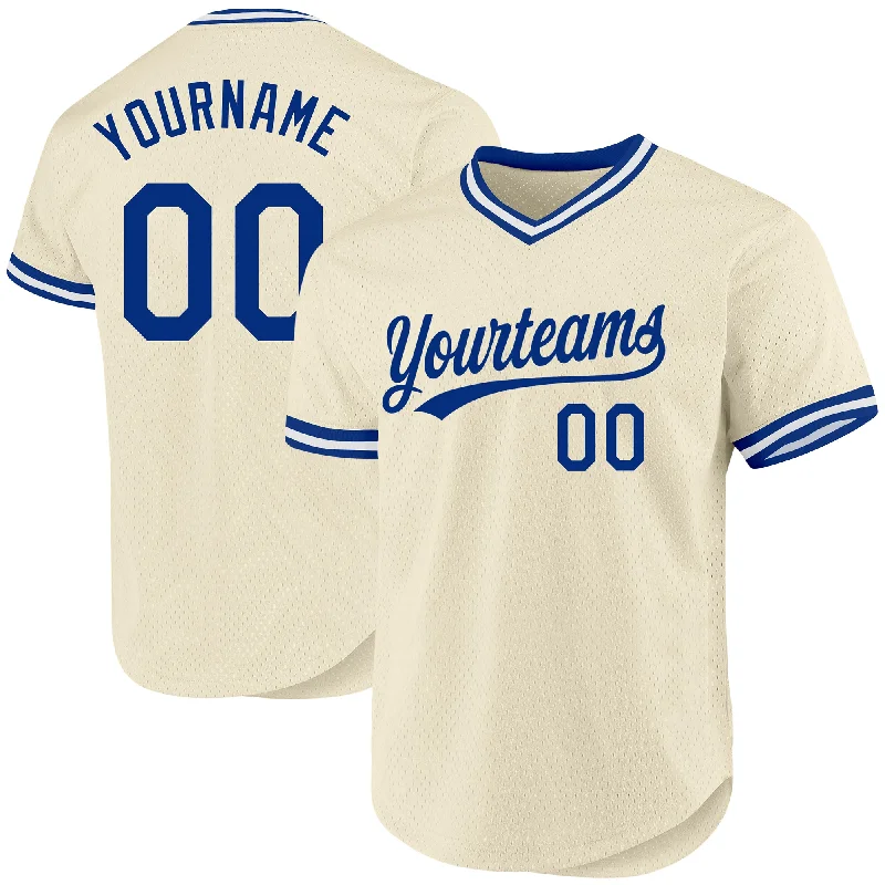 Baseball Jersey For Major League Teams-Custom Cream Royal-White Authentic Throwback Baseball Jersey