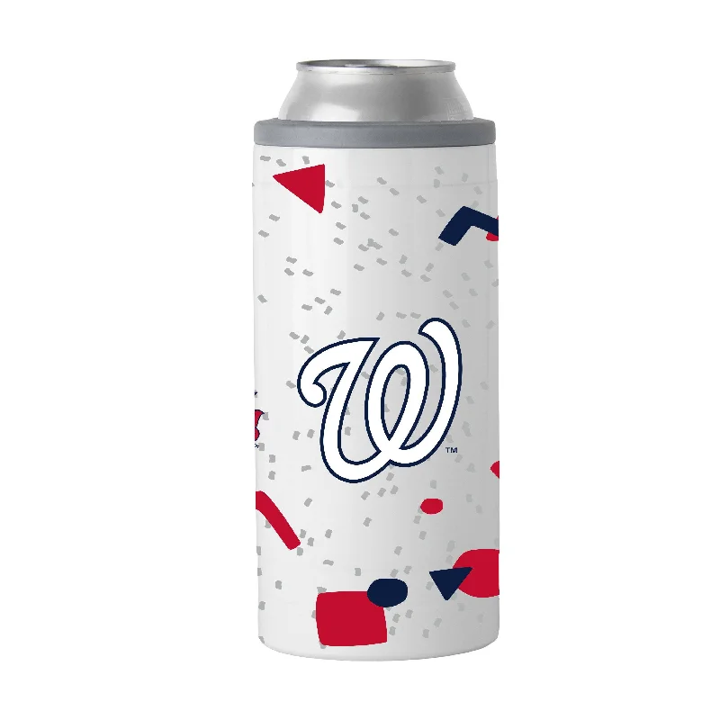 Personalized Team Mug For Coaches & Managers-Washington Nationals 12oz Flashback Slim Can Coolie