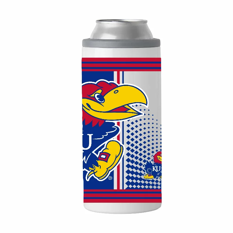 Team Mug With Custom Player Graphics-Kansas 12oz Hero Slim Can Coolie