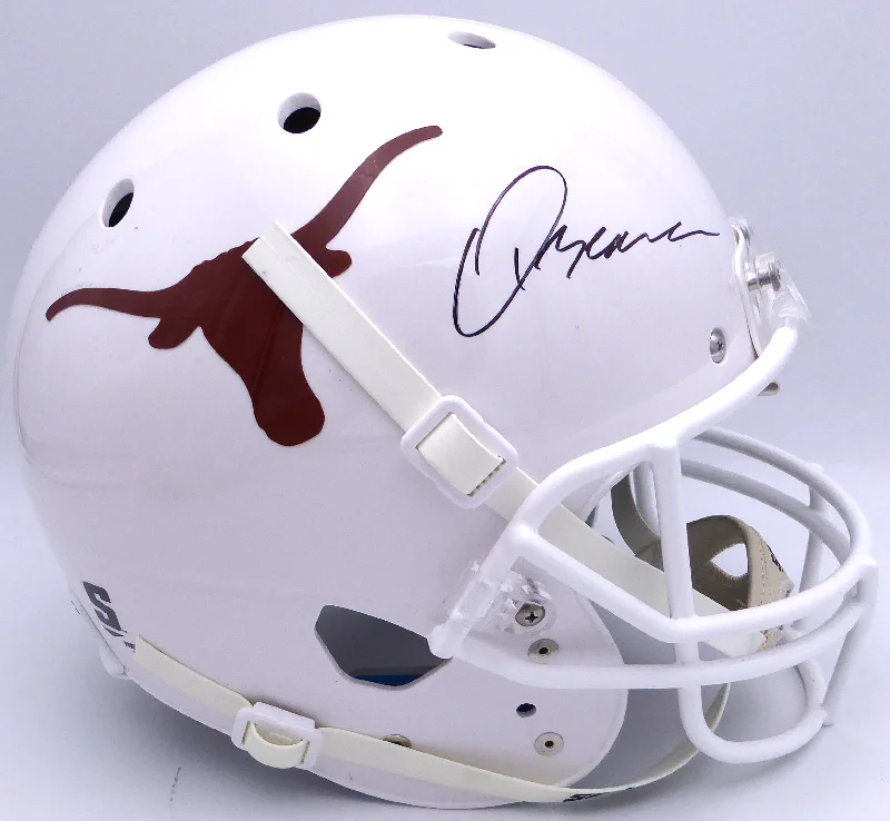 Rugby Helmet For League Players & Supporters-Quinn Ewers Autographed White Full Size Replica Helmet Texas Longhorns Beckett BAS QR #WT22502