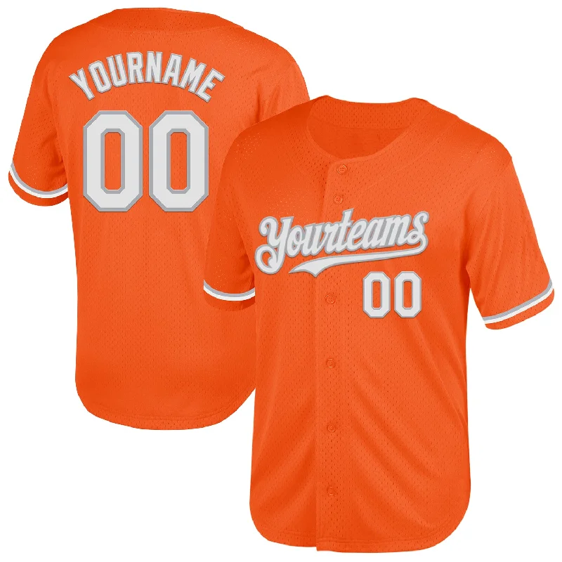 Personalized Baseball Jersey For Supporters-Custom Orange White-Gray Mesh Authentic Throwback Baseball Jersey