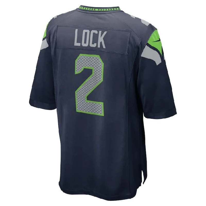 Personalized Rugby Jersey For Supporters-S.Seahawks #2 Drew Lock College Navy Game Jersey Stitched American Football Jerseys