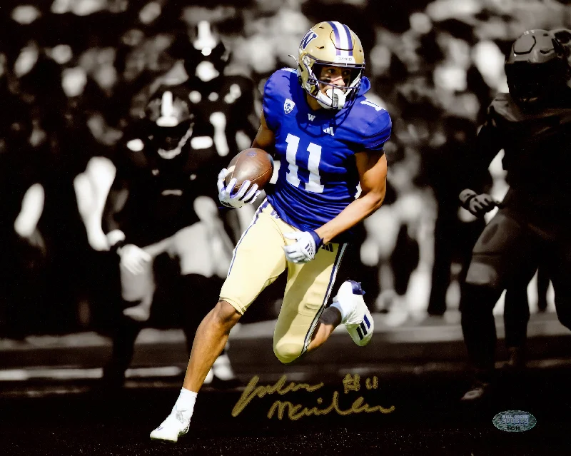 Rugby Helmet With Customized Branding-Jalen McMillan Autographed 8x10 Photo Washington Huskies Spotlight MCS Holo