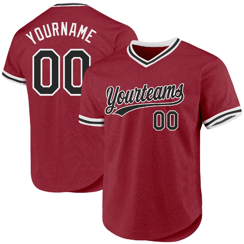 Custom Baseball Jersey For School Teams-Custom Maroon Black-White Authentic Throwback Baseball Jersey