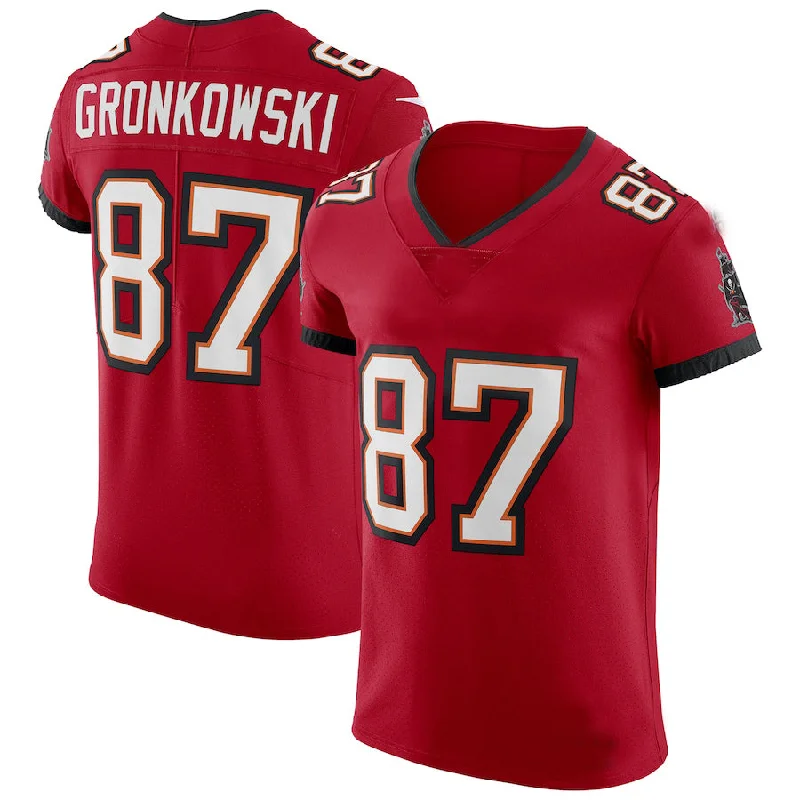 Personalized Rugby Jersey For School Teams-TB.Buccaneers #87 Rob Gronkowski Red Vapor Elite Jersey Stitched American Football Jerseys