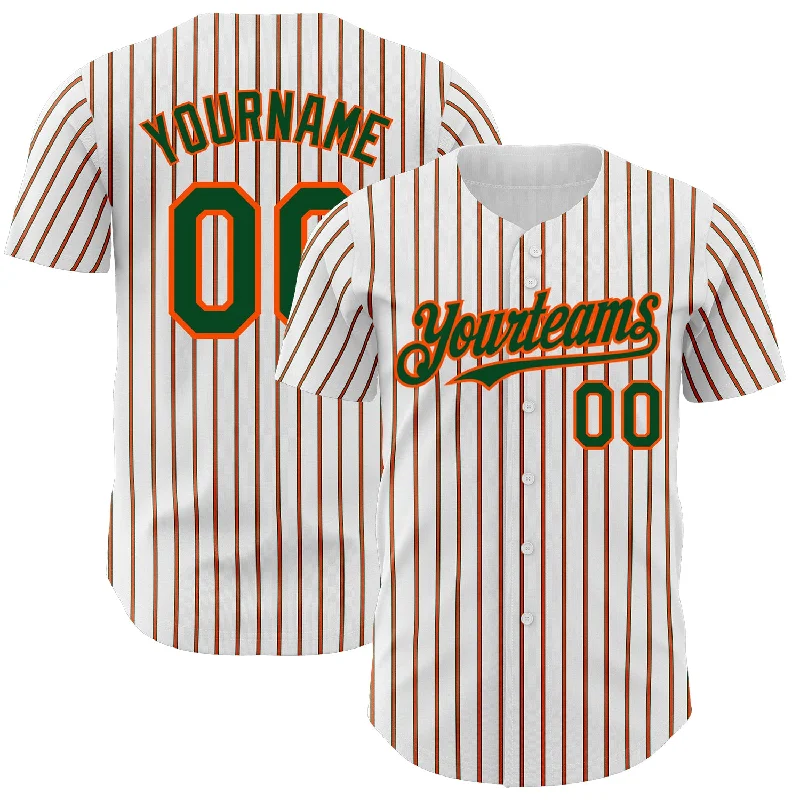 Baseball Jersey For Major League Teams-Custom White (Green Orange Pinstripe) Green-Orange Authentic Baseball Jersey