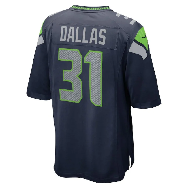 Custom Rugby Jersey For Charity Events-S.Seahawks #31 DeeJay Dallas College Navy Game Jersey Stitched American Football Jerseys