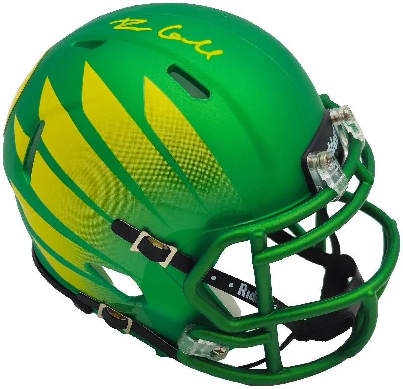 Rugby Helmet With Custom Face Shield-Dillon Gabriel Autographed Oregon Ducks Green Speed Mini Helmet With Wings Beckett BAS Witness