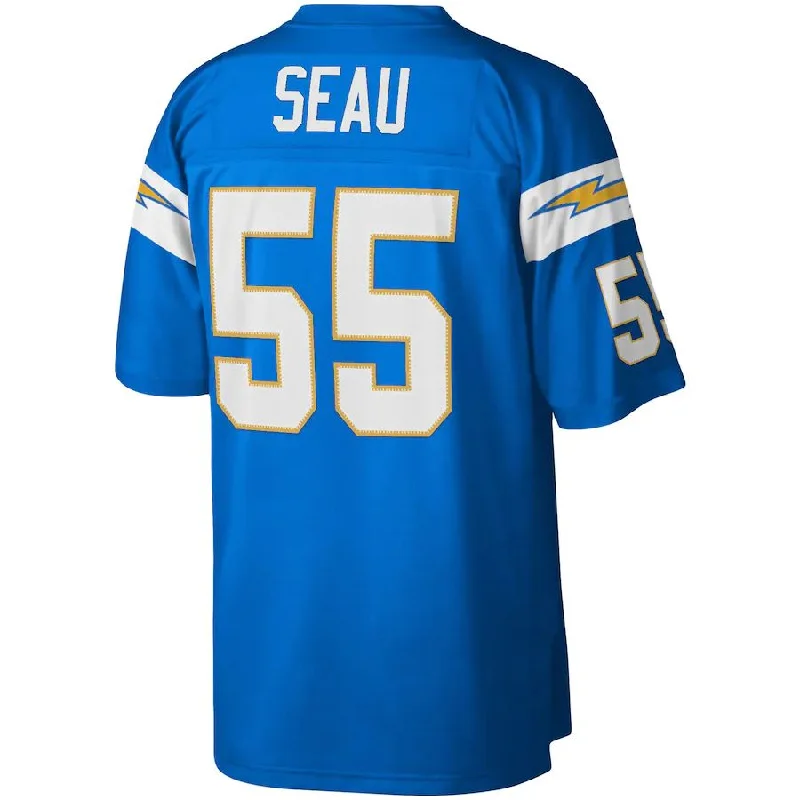 Custom Rugby Jersey For Local Players-LA.Chargers #55 Junior Seau Mitchell & Ness Powder Blue Big & Tall 2002 Retired Player Replica Jersey Stitched American Football Jerseys