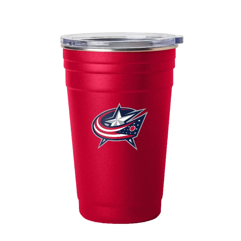 Personalized Team Mug For School Sports Programs-Columbus Blue Jackets Red 22oz Flipside Stainless Cup