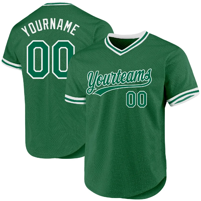 Baseball Jersey For Local Tournaments-Custom Kelly Green White Authentic Throwback Baseball Jersey