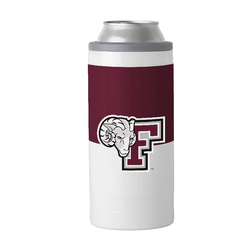 Team Mug With Player Numbers-Fordham 12oz Colorblock Slim Can Coolie