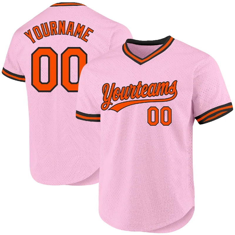 Personalized Baseball Jersey For Seasonal Fan Merchandise-Custom Light Pink Orange-Black Authentic Throwback Baseball Jersey